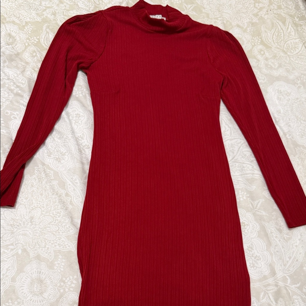 Haute Monde Vibrant Red Long Sleeve Dress